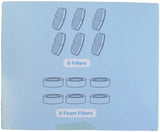 16 Cat Water Fountain Filters, Suitable for FOFNON Dog Water Fountain and 3.2L FOFNON Wired Cat Water Fountain, Including 8Pieces of Filters + 8Pieces Sponges, Not for Wireless Cat Fountain