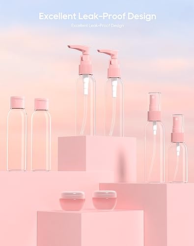 Morfone Travel Bottles kit, TSA Approved Travel Size Containers for Toiletries Leak Proof Refillable Liquid Travel Accessories with Toiletry Bag for Cosmetic Shampoo Conditioner Lotion