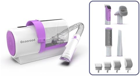 Dog Hair Vacuum & Grooming Kit 2.5L Large Capacity, Pet Grooming Vacuum with Clipper, Ideal for Shedding Dogs & Cats at Home Cleaning Tools - Purple/Pink