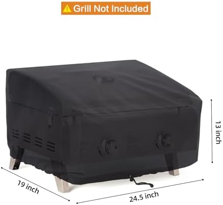 NOELIFE 24 Inch Tabletop Grill Cover for Cuisinart CGG-306/ CGG-059A/ CGG-059, Pit Boss 75275/ PB336GS/ PB100P1, Waterproof Outdoor BBQ Grilling Griddle Accessories, Black (Cover Only)