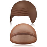 Syhood 2 Pieces Halloween Bald Cap Makeup Latex Bald Head Wig Caps Bald Hat Cosplay Costume for Adults(Dark Brown,Medium)
