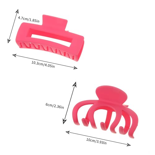 2 Pcs Hot Pink Large Nonslip Acrylic Claw Hair Clips for Thick Hair | Strong Hold Hair Accessories for Women