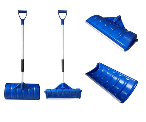 MTB 52-in Lightweight Snow Shovel Snow Pusher, Pack of 2 Sets, Blue, with Wide Poly Blade (22 inch x 10 inch) and Aluminum Handle