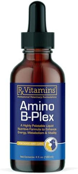 Rx Vitamins Amino B Plex Cat & Dog Supplement - Vitamin B Complex Liquid Plus Amino Acids for Dogs & Cats - Appetite Booster and Weight Gainer Cat & Dog Vitamins - 4 oz