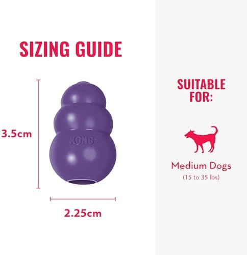 KONG Senior - Dog Toy with Gentle, Natural Rubber - Durable Dog Toy for Older Dogs - Use Treats with Stuffable Chew Toy - Treat Toy for Chewing & Fetching - for Medium Dogs