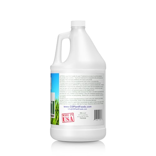 Soft Soil Liquid Aerator & Lawn Treatment to Fix Compacted Soils, Improve Drainage with Non-Mechanical Liquid Application. 1 Gallon