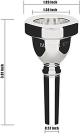 EastRock Standard Tuba Mouthpiece, Silver Plated Tuba Mouthpiece Size 67C4, Tuba Player Replacement Tuba Parts Vacuum Packed