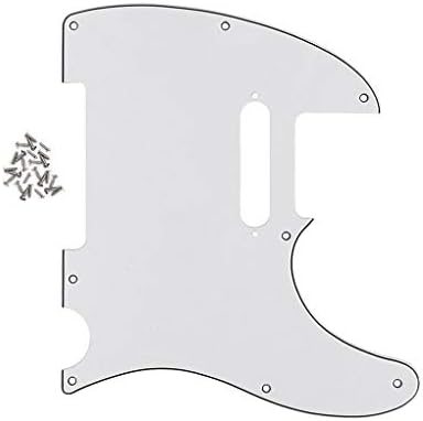FLEOR 8 Hole TL Pickguard Scratch Plate with Pickguard Screws Set Fit USA/MX Standard TL Style Pickguard Replacement, 3Ply White