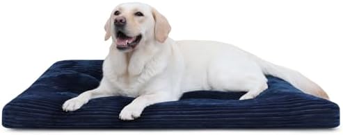 Dog Crate Bed Washable Dog Beds for Extra Large Dogs Deluxe Thick Flannel Fluffy Comfy Kennel Pad Anti-Slip & Anti-Scratch Pet Sleeping Mat, 41 x 27 Inch, Blue