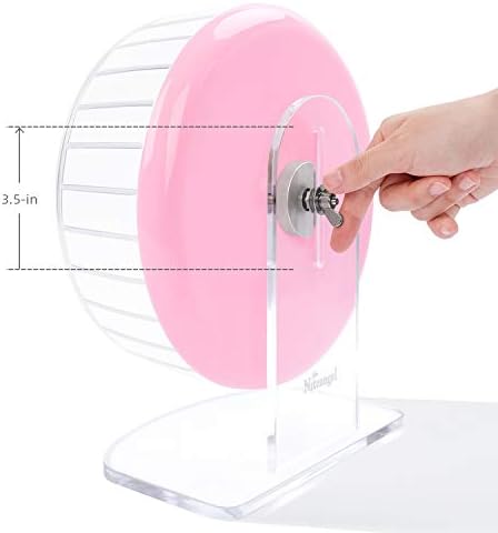 Niteangel Super-Silent Hamster Exercise Wheels: - Quiet Spinner Hamster Running Wheels with Adjustable Stand for Hamsters Gerbils Mice Or Other Small Animals (M, Pink)