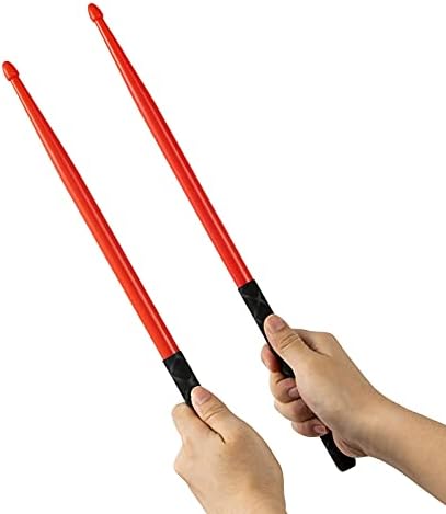 Nylon Drumsticks 2 pairs with ANTI-SLIP Handles for Drum,Exercise Plastic Drum Sticks,Attractive,Light and Durable Sticks for Drums,Musical Instrument Percussion Accessories (Black and Red)