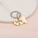 Anavia Cat Head & Fish Shape Pet ID Tags, Personalized Funny Icon Design Cat Name Tag, Customized Gold Plated Glossy Stainless Steel Black Rainbow Cat Dog Collar Tag (Small, Fish Shape, Gold)