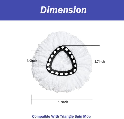 Spin Mop Replacement Head 5 Pack Mop Refill Compatible with Ocedar Triangle Swivel Mops Microfiber Swivel Mop Refill,Deep Clean,Machine Washable and Easy to Replace