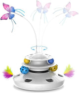 Cat Toys, 4-in-1 cat Interactive Toy for Indoor Rechargeable Automatic with Fluttering Butterfly Random Moving for Bored Indoor Adult Cats Kittens All Breeds White