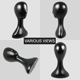 16 Inch Studio Limited Professional Plastic Mannequin Head Durable Women Model Wig Head Stand Torso Styling Making Display Holder with Jack for Wigs, Hat, Mask, Headdress, Necklace (Black, 9 Pack)