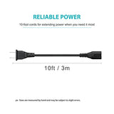 10Ft 2 Prong Power Cord Plug for Sony SRS-XP500 SRS-XP700 SRS-RA3000 XB72 GTK-XB60 XB90 XB5 XB7 MHC-V13 V71 Speaker, Samsung 24 32 40 43 48 49 50 55 60 65 75 inch TV Replacement Charger Charging Cable