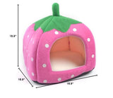 Vedem Pet Portable Strawberry Fleece House Bed for Dog/Cat/Rabbit/Hamster/Guinea-Pigs (S, Pink)