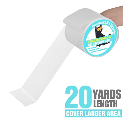 Anti Cat Scratch Tape: 6 inches x 20 Yards Cat Training Tape 100% Transparent Clear Double Sided Cat Scratch Deterrent Tape Furniture Protector for Couch, Carpet, Doors, Pet & Kid Safe