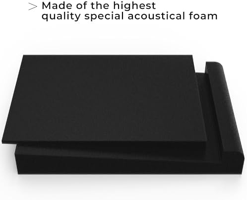 Audiosoul High-Density Studio Monitor Isolation Pads 10x13x2 inches for 6.5, 7 and 8 Inches Large Speakers - Pair of Base That Prevents Vibrations - Fits Most Stands