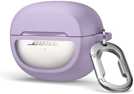 SURITCH Case Cover for Bose Ultra Open Earbuds(2024), Shockproof Protective Cover for Bose Ultra Open Wireless Ear Earbuds Charging Case Accessories with Carabiner, Purple