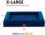 Dog Bed for Extra Large Dogs, Orthopedic Washable Dog Bed with Removable Bolster, Waterproof Pet Bed with Nonskid Bottom, Blue