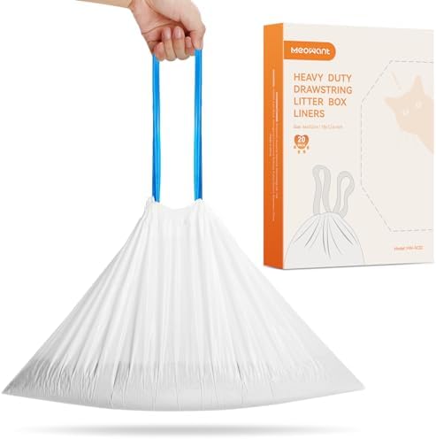 MeoWant Cat Litter Box Liners, Drawstring Receptacles Bags for MeoWant MW-SC01/MW-SC02/MW-LR01/MW-LB02 Cat Litter Box 20pcs