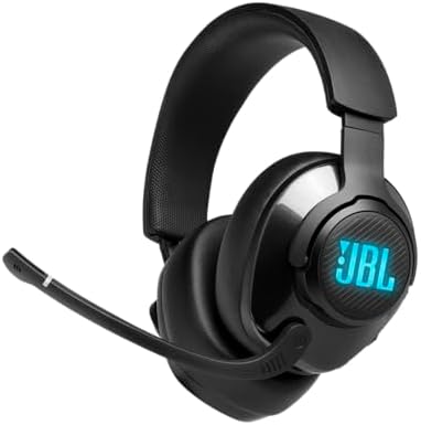 JBL Quantum 400 - USB over-ear gaming headset with game-chat balance dial, JBL QuantumSURROUND and DTS, Voice focus directional flip-up mic and memory foam ear cushions (Black)