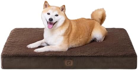 EHEYCIGA Orthopedic Foam Dog Bed for Large Dogs, 35"L x 23"W x 3.5"Th, Brown