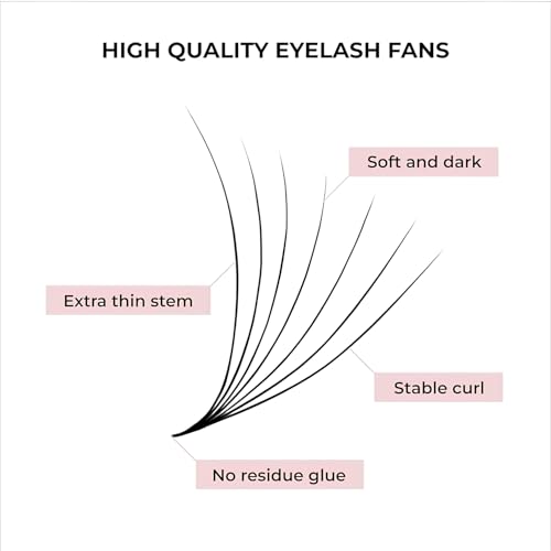 500 Promades Eyelash Fans| 5D-20D, 0.03-0.05-0.07 Thickness, C/CC/D Curls, 8-18mm| Volume Lash Extensions Premade Lash Fans Pro Pre Made False Eyelashes Pestañas Pelo A Pelo(9D-0.07-C-15)