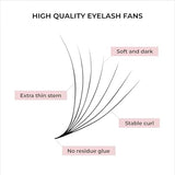 500 Promades Eyelash Fans| 5D-20D, 0.03-0.05-0.07 Thickness, C/CC/D Curls, 8-18mm| Volume Lash Extensions Premade Lash Fans Pro Pre Made False Eyelashes Pestañas Pelo A Pelo(9D-0.07-C-15)