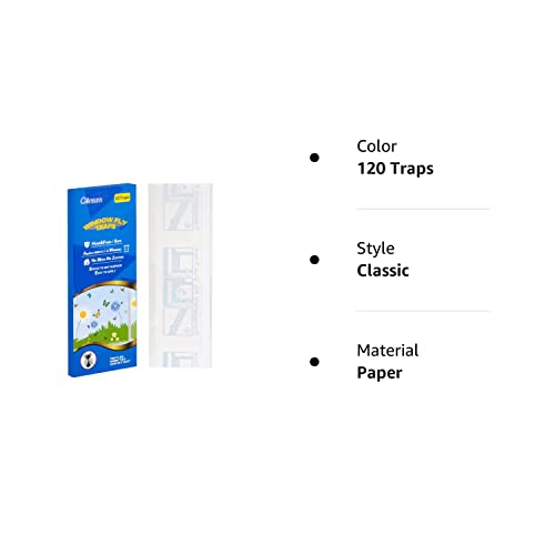 Garsum 120 Pack Window Fly Sticky Traps Indoor Clear,House Fly Paper Bug Catcher, Fly Tape Glue Strips Gnat Killer Window Decal for Home