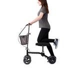 Medline Steerable Knee Walker, Large 8" Wheels, Adjustable Height and Storage Bag, Supports up to 300 lbs, Black