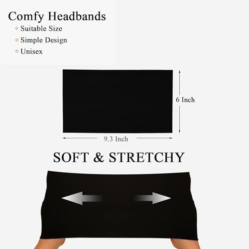 Wide Headbands For Women Stretch Headband Boho Head Bands Women's Hair Band Turban Workout Hairband Accessories Black 6 Pack