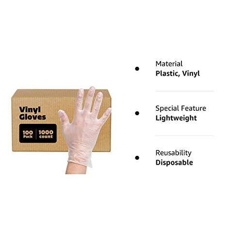 Comfy Package [Case of 1000 Disposable Vinyl Gloves, Powder Free, Latex Free, Clear Gloves for Cooking and cleaning - Large
