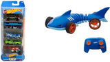 Bundle of Hot Wheels 5-Car Pack of 1:64 Scale Vehicles + Hot Wheels RC 1:15 Scale Shark Speeder, Remote-Control Vehicle That Bends, Turns & Slides Like a Mutant Machine, Features Lights & Sounds