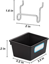 FRIMOONY 16 Pack Pegboard Bins with Hooks and Labels, for Organizing Accessories, Black