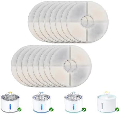 Wonder Creature Cat Water Fountain Filter Replacement, 6/8/12/16 Pack, Round Carbon Filters for 81oz/2.4L Stainless Steel Top Automatic Pet Fountain (16 Pack)