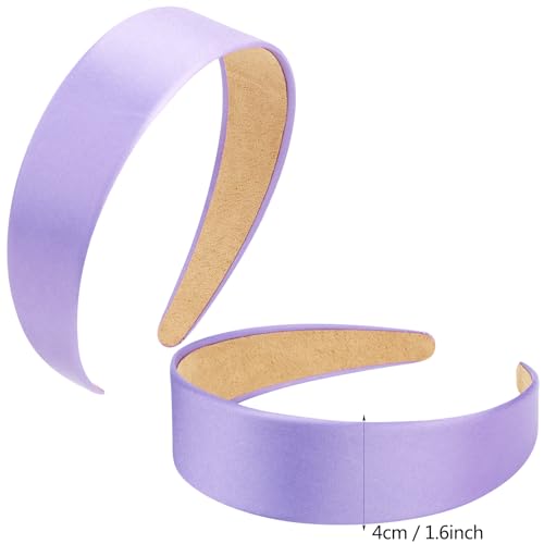 VELSCRUN Headbands for Women Girls 1.6 Inch Purple Satin Wide Headband Head Bands for Womens Hair Solid Simple Fashion Hair Bands Cosplay Halloween Hair Accessories Gifts for Mothers Sisters