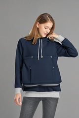 ALYC Cat Dog Carrier Hoodie Large Pet Pouch Sweatshirt Puppy Kitten Holder Pullover Top Kangaroo Hoodies for Women Dark Blue