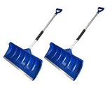 MTB 52-in Lightweight Snow Shovel Snow Pusher, Pack of 2 Sets, Blue, with Wide Poly Blade (22 inch x 10 inch) and Aluminum Handle