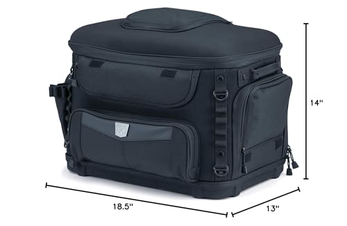 Kuryakyn 5288 Grand Pet Palace: Portable Weather Resistant Motorcycle Dog/Cat Carrier Crate for Luggage Rack or Passenger Seat with Sissy Bar Straps, Black 35 lbs Capacity