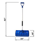 MTB 52-in Lightweight Snow Shovel Snow Pusher, Pack of 2 Sets, Blue, with Wide Poly Blade (22 inch x 10 inch) and Aluminum Handle