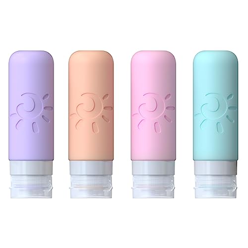 Travel Bottles for Toiletries, TSA Approved Travel Containers 3oz Leak Proof Travel Tubs Refillable Liquid Travel Accessories for Shampoo Conditioner Lotion Body Wash(Multicolored C)