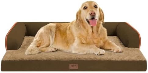 Large Dog Bed Orthopedic Washable: Extra Brown XL XLarge Big Dog Bed with Washable Bolster & Memory Foam Couch Sofa - Waterproof with Removable Cover