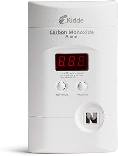 Kidde Carbon Monoxide Detector, Plug In Wall with 9-Volt Battery Backup, Digital LED Display, 2 Pack