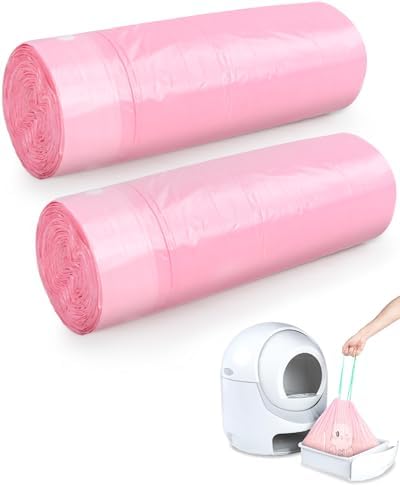 40 Count Cat Litter Box Liners for Automatic Cat Litter Box and Litter-Robot 4/3, Heavy-Duty, Extra Thick, Pink