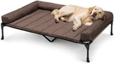 Veehoo Cooling Elevated Dog Bed Add Removable Waterproof Bolster Cushion Mat, Raised Pet Cot with Breathable Teslin Mesh, No-Slip Feet, Dog Sofa Bed for Indoor Outdoor, XLarge, Brown CWC2331B