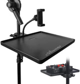 Universal Microphone Stand Tray with Phone Holder, Mic Stand Clamp-On Utility Shelf Rack Tray Holder for Music Sheet, Live Streaming, Live Broadcast, Karaoke, Recording, Music Stand Accessories