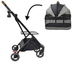ROODO 2026 Upgraded Version 3-in-1 Dog Cat Stroller with Detachable Carrier Folding Lightweight Portable Travel Pet Gear All-Terrain Puppy Doggie Kitty Bunny Stroller for 35 lbs(Grey Lattice)