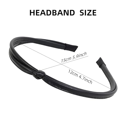 WOVOWOVO 5 Pcs Thin Leather Headbands for Women, Cute Knotted Head Bands for Women’s Hair Womens Headbands Fashion Black Brown White Headbands for Girls Womens Hair Accessories